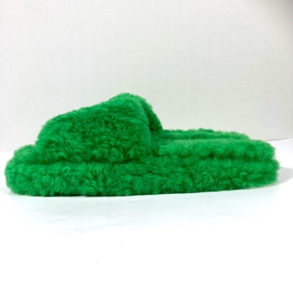 Bottega Veneta Genuine Shearling Slide Sandal Green Size 39 EU - Picture 13 of 17
